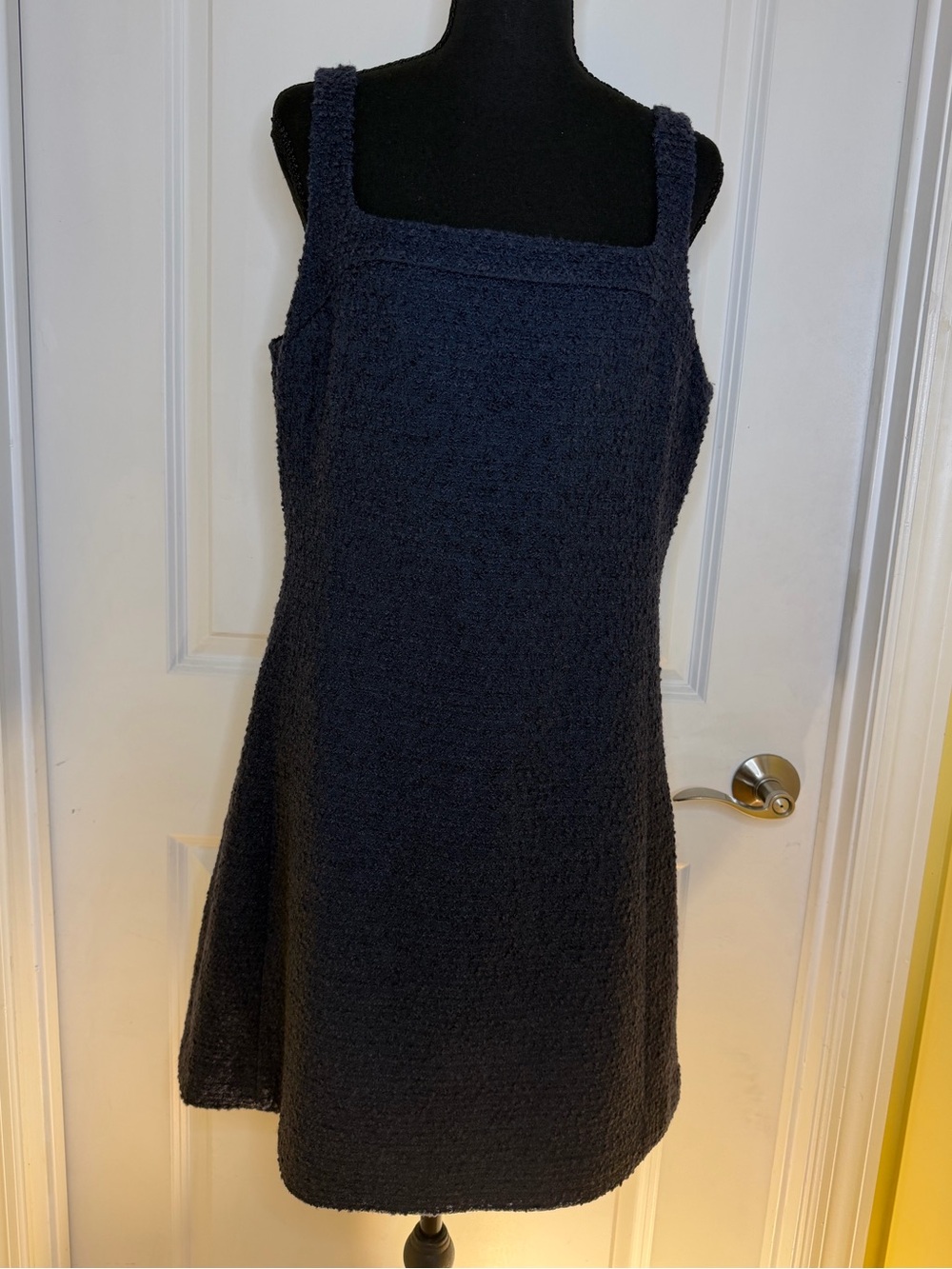 Theory Dark NavyTextured Square-Neck Dress, size 12, NWT